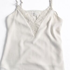 Socialite Cream Lace-Trim V-Neck Slip Tank